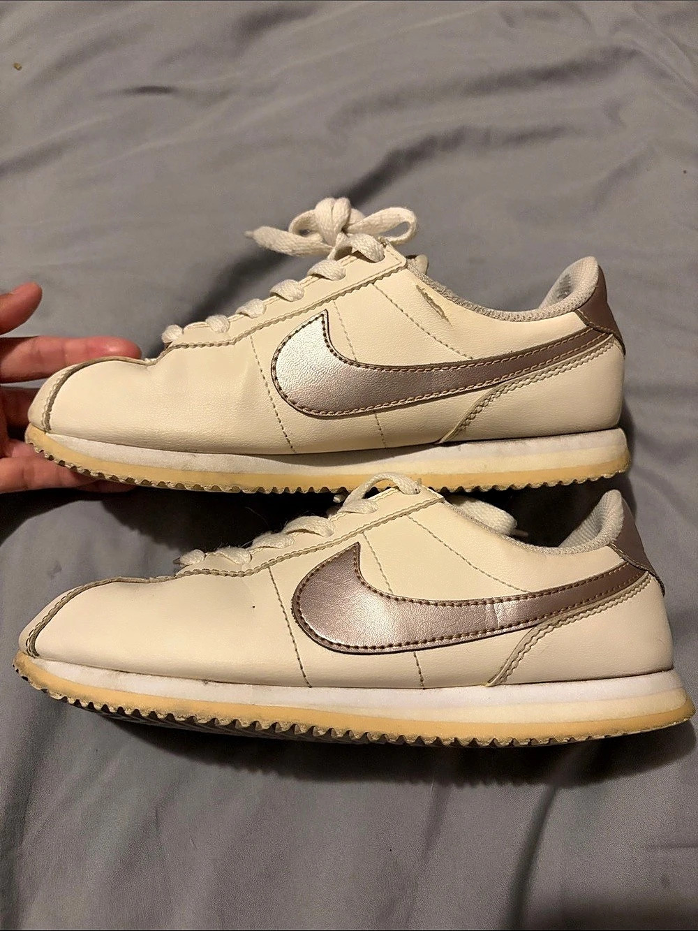 Nike Cortez Sneakers in Cream & Rose Gold